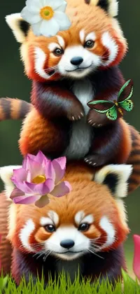 Red Panda Plant Facial Expression Live Wallpaper