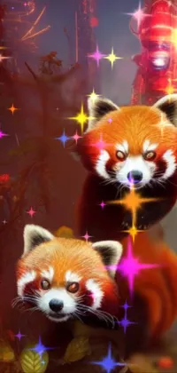 Red Panda Plant Light Live Wallpaper