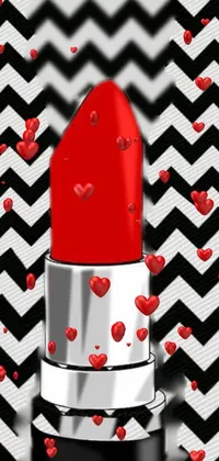 This phone live wallpaper features a vibrant red lipstick against a striking black and white background