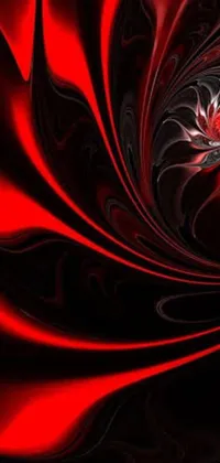 This live phone wallpaper features a striking red and black swirl design depicted in a digital art style