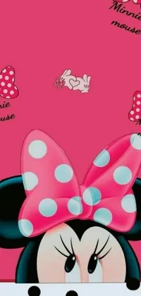 This live wallpaper showcases the adorably charming Minnie Mouse character, classically animated and patterned across the screen