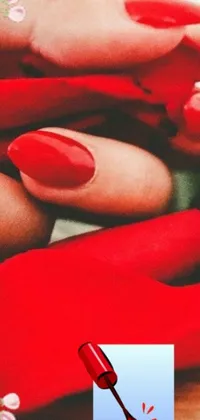 This phone live wallpaper features a close-up image of vibrant red shoes, surrounded by large rose petals