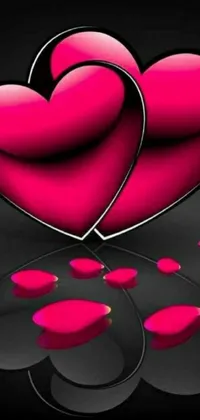 The "Pink Hearts" live wallpaper for your phone is a stunning combination of hot pink and black colors