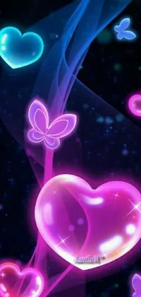 Decorate your mobile phone with this trendy pink heart live wallpaper! Featuring delightful hearts and butterfly designs, this live wallpaper is a must-have for lovers of all things cute and pretty