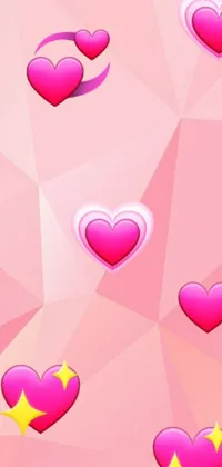 Looking for a playful and vibrant live wallpaper for your phone? Look no further than this digital art design, featuring a collection of pink heart icons set against a bold pink background