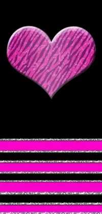 Upgrade your phone's visuals with a stunning Pink Zebra Print Heart live wallpaper