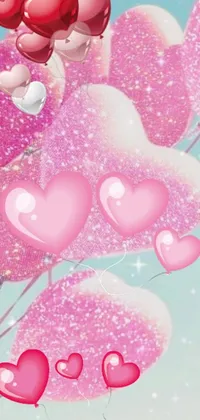 Add a playful touch to your phone screen with this adorable live wallpaper featuring heart-shaped balloons floating in mid-air