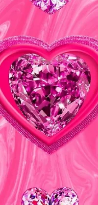 Get a charming and playful pink live wallpaper for your phone featuring hearts and diamonds patterned in an attractive way