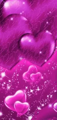 Get ready to fall in love with this stunning pink and purple phone live wallpaper! A bunch of pink hearts on a radiant purple background adds a feminine touch to your phone