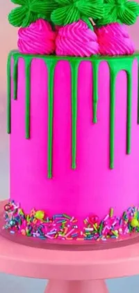 This pink cake live wallpaper for phones is a true confectionary delight