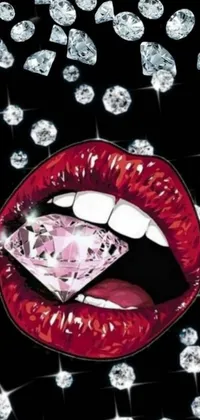 This phone live wallpaper showcases a bold and colorful pop art design with sparkling diamonds and rubies in the background