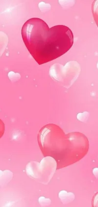 Looking for a fun and vibrant wallpaper to brighten up your phone? Check out this live wallpaper featuring pink and white hearts on a soft pink background! This playful and cute design is perfect for anyone looking for a fun phone wallpaper