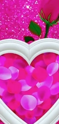 This pink rose heart live wallpaper adds an enchanting touch to any phone