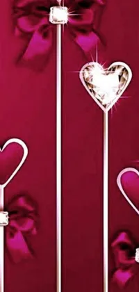 This heartwarming phone live wallpaper showcases a group of lovable heart-shaped lollipops on a wooden table, rendered digitally with meticulous detail