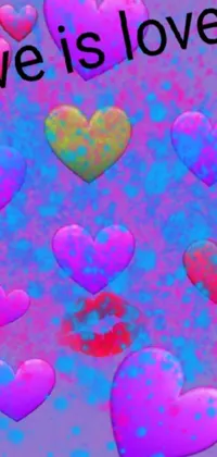 This phone live wallpaper boasts a colorful and dynamic design featuring a "Love Is Love" poster surrounded by confetti