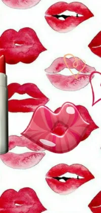 This live wallpaper for your phone features a brightly colored red lipstick against a clean white background