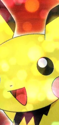 This phone live wallpaper presents an up-close shot of Pikachu, a beloved Pokemon character