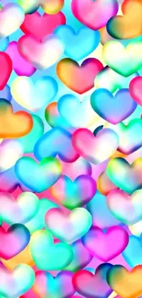 Looking for a live wallpaper that catches the eye and brightens your day? Look no further than our colorful hearts on a white background! This digital rendering is inspired by seasons, with a range of colors from bright pink to icy blues