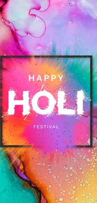 This phone live wallpaper depicts a vibrant and colorful background in honor of the happy Holi festival