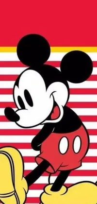 This phone live wallpaper showcases the iconic Disney character, Mickey Mouse, in a fun pop art style