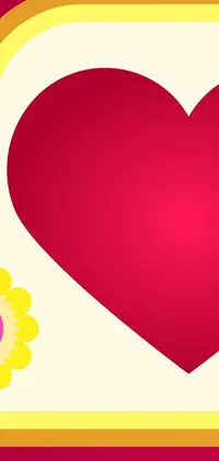Get inspired by this charming pop-art phone live wallpaper! Featuring a vibrant red and yellow color scheme, this close-up view showcases a heart surrounded by brightly colored flowers