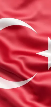 This live wallpaper showcases the flag of Turkey waving softly in the wind