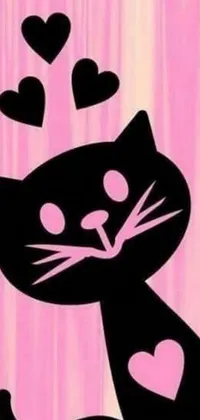 This lively phone live wallpaper features a furry art-style black cat with charming, expressive eyes