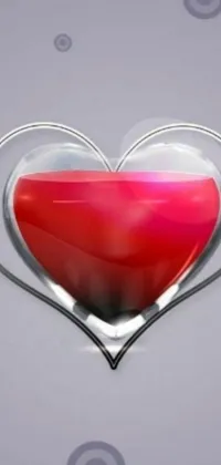 This live wallpaper features a red liquid heart at its center, which is surrounded by various emoticons