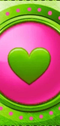 Add some colorful flair to your phone with this vibrant neon live wallpaper! Featuring a fun pop art-inspired design, this bold green and pink button with a heart is perfect for anyone looking to add a playful touch to their home screen