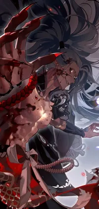 This live phone wallpaper features two anime characters battling in a close-up fight