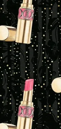 This phone live wallpaper showcases a vibrant close-up of pink lipstick against a black background, created in pop art style with vector art