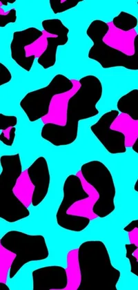 Looking for a bold and edgy live wallpaper for your phone? Check out this vibrant design, featuring a black and pink leopard print on a blue background