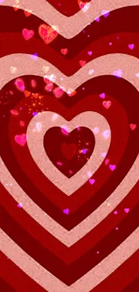 Experience an eye-catching live wallpaper for your phone featuring a bold, red and white heart with surrounding, smaller hearts arranged in a flickr pattern
