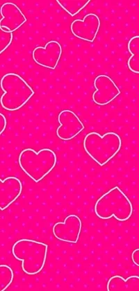 Elevate your phone's look with this lively live wallpaper featuring a cheerful design with pink background and an array of hearts in various sizes scattered across it
