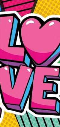 Looking for an eye-catching phone live wallpaper? Check out this graffiti-style love sticker designed with beautiful pink and blue colors