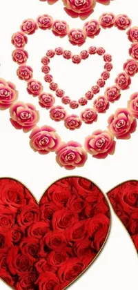 Enhance the look of your mobile device with a charming live wallpaper featuring a heart-shaped arrangement of roses