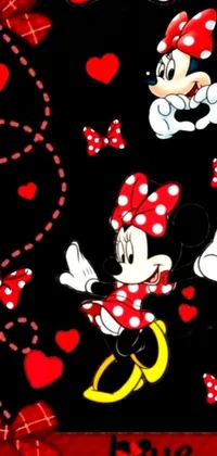 This live phone wallpaper showcases Minnie Mouse in various lively and adorable poses, bringing a fun-filled atmosphere to your device 24/7
