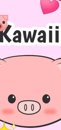 This lively phone live wallpaper features a close-up view of a cartoon pig on a sweet pink background