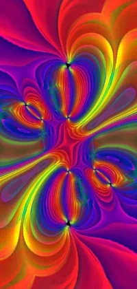 This phone live wallpaper features a stunning computer-generated image of a colorful flower surrounded by infinite psychedelic waves of energy