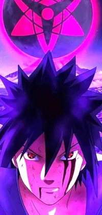 This phone live wallpaper showcases a confident man with black hair in front of a vibrant purple background