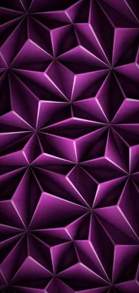 This live phone wallpaper features purple triangles on a black background in a hypnotic pattern