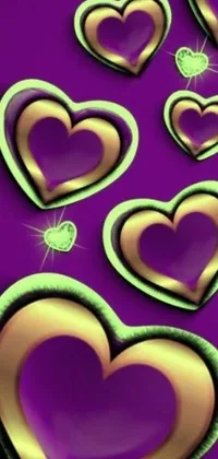 If you're looking for a new eye-catching wallpaper for your phone, check out this energetic live wallpaper on DeviantArt! The digital renderings feature a bunch of golden hearts in varying sizes set against a striking purple background