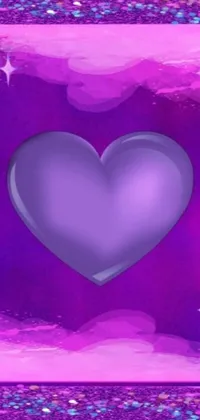 This phone live wallpaper showcases a gorgeous heart image set against a vibrant purple background