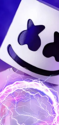 This phone live wallpaper features a serene marshland scene with mist rising and a full moon in the sky, mixed with chaos as the Stay Puft Marshmallow Man stomps around while lightning strikes the purple sky