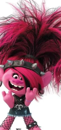 This phone live wallpaper features a delightful troll doll with pink hair that's sure to bring whimsy and cheer to your device