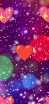 This phone live wallpaper is a captivating and romantic depiction of floating hearts against a snowy backdrop