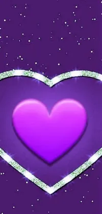 Decorate your phone screen with a captivating live wallpaper featuring a heart close-up on a lavender background surrounded by glimmering stars