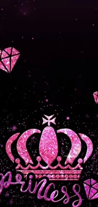 This phone live wallpaper creates a visually stunning design with a diamond-embellished crown on a cell phone