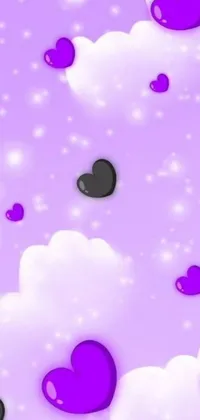 Get ready to adorn your phone with an exquisite, visually captivating live wallpaper! This stunning design features purple and black hearts set against a spellbinding purple background
