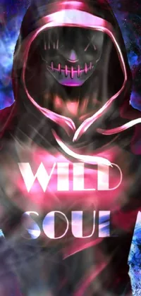 This live phone wallpaper features a striking image of a man wearing a hoodie with the words "Wild Soul" on it